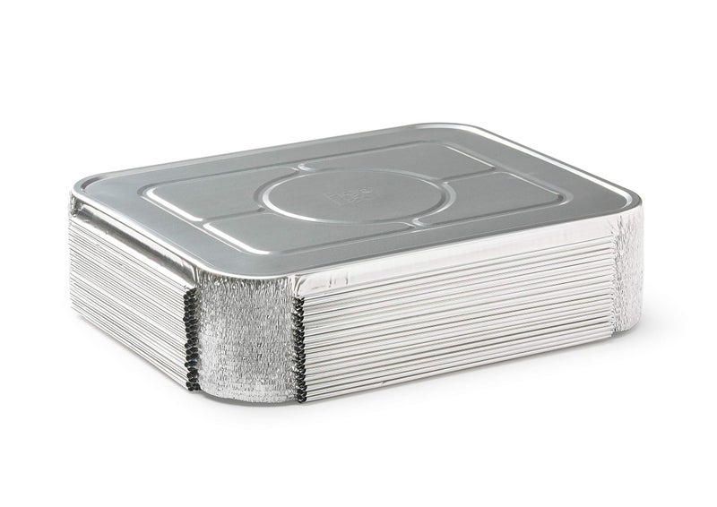 Fig & Leaf (35 Pack) Premium Lids for Chafing Pans 9" x 13" Half Deep Pans l Top Choice Disposable Heavy Duty Aluminum Foil Tin Pan Lid Perfect for Roasting Potluck Catering Party BBQ Baking Cakes Pie - Image 1